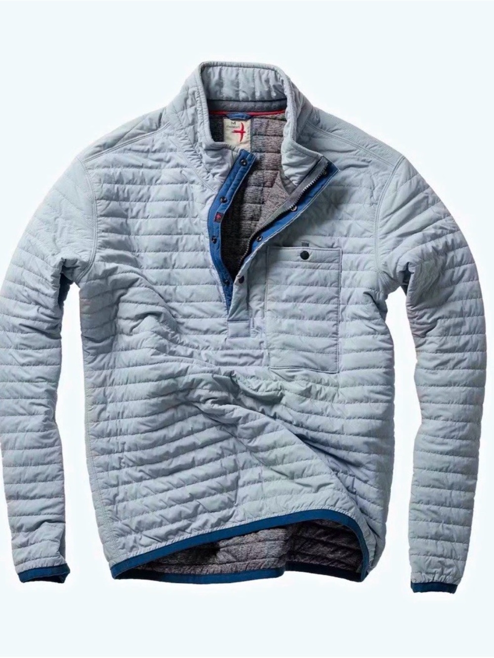 Relwen Light Grey Quilted Popover Pullover Jacket Sweater Sweatshirt
